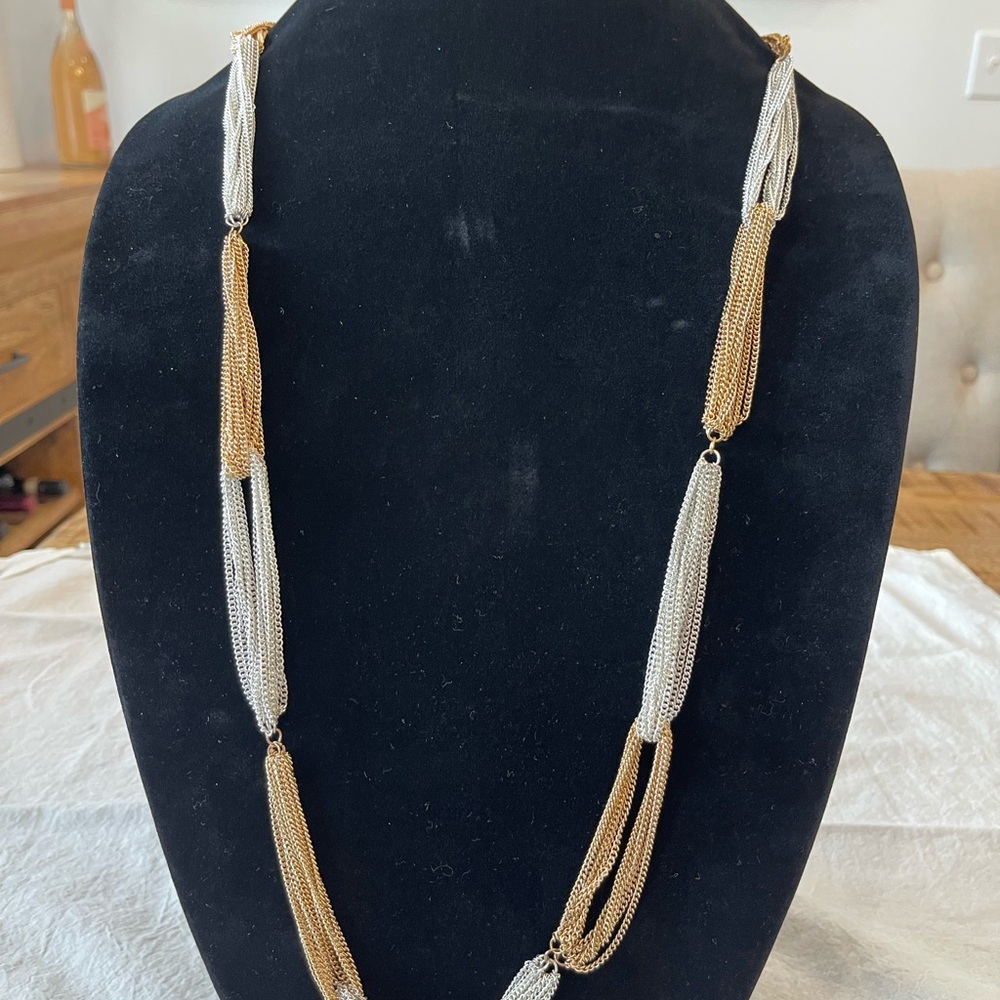 Gold and Silver Modern Geometric Necklace